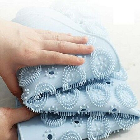 55x55cm Surface Round Non Slip Shower Scrub Mat with Drain Hole Col.Blue