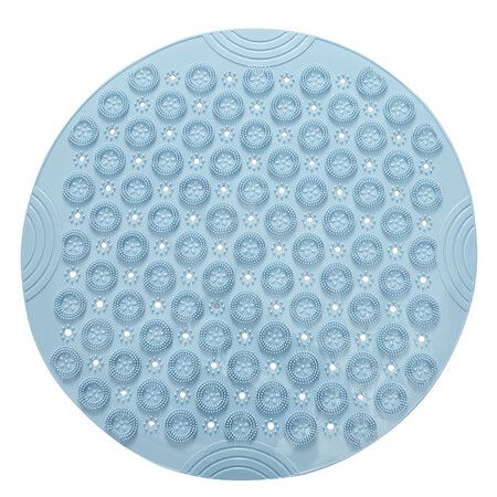 55x55cm Surface Round Non Slip Shower Scrub Mat with Drain Hole Col.Blue