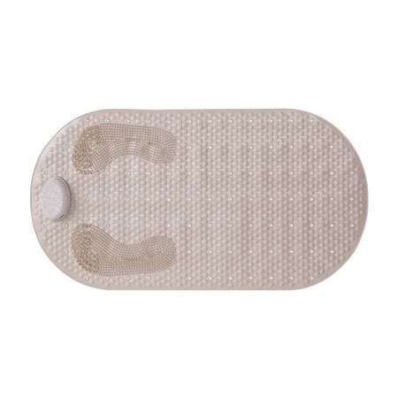 80x40cm Foot Scrubber Shower Mat with Feet Scrub Stone Antislip Suction Cups Grey