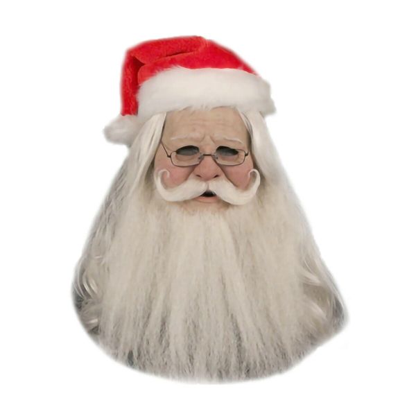 Merry Christmas Santa Claus Latex Mask Outdoor Ornamen Cute Santa Claus Costume Masquerade Wig Beard Dress up Xmas Party - male