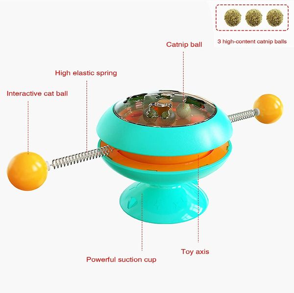 Windmill Cat Toy Balls, Interactive Cat Catnip Toy with Strong Suction Cup with Catnip