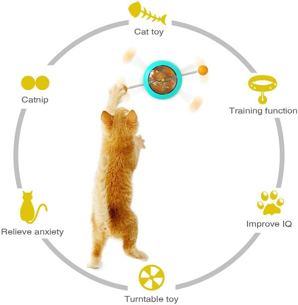 Windmill Cat Toy Balls, Interactive Cat Catnip Toy with Strong Suction Cup with Catnip