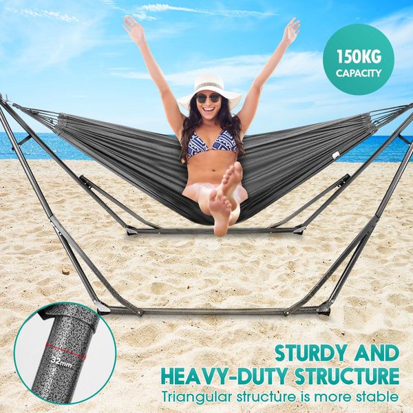 Portable Hammock Hanging Chair with Stand Camping Gear Patio Furniture Grey