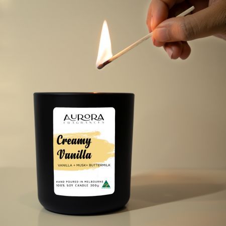 Aurora Creamy Vanilla Soy Candle Australian Made 300g