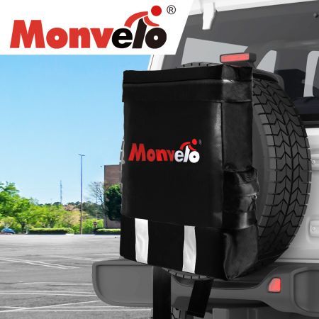 Monvelo Spare Wheel Bag Recovery Accessory Trash Storage Bin 60L Rear Snatch BK