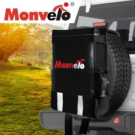 Monvelo Spare Wheel Bag Recovery Accessory Trash Storage Bin 60L Rear Snatch BK