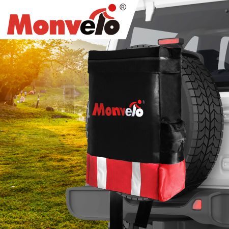 Monvelo Spare Wheel Bin Accessory Storage Bag 60L Recovery Tote Rear Snatch Red