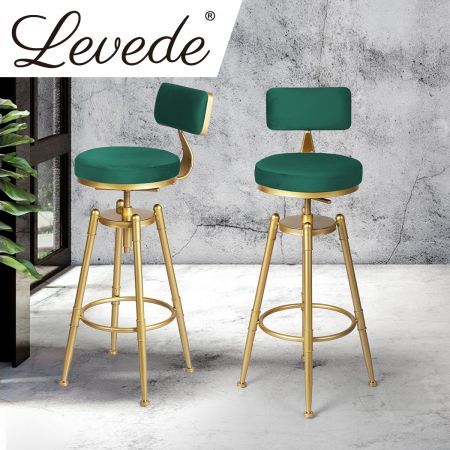 Levede 1x Bar Stools Kitchen Stool Chair Swivel Barstools Velvet Padded Seat