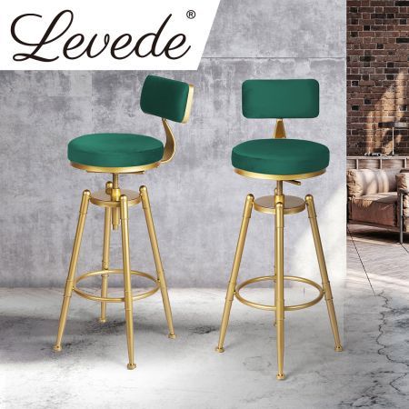 Levede 1x Bar Stools Kitchen Stool Chair Swivel Barstools Velvet Padded Seat