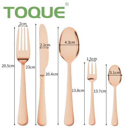 Stainless Steel Cutlery Set Glossy Knife Fork Spoon Child Travel Rose Gold 30pcs