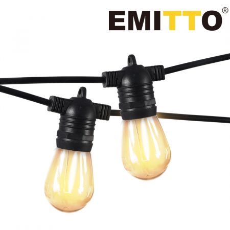 EMITTO 50M Festoon String Lights Christmas Wedding Party Waterproof Outdoor