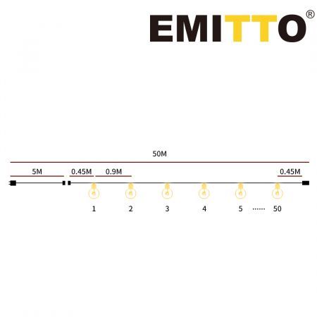 EMITTO 50M Festoon String Lights Christmas Wedding Party Waterproof Outdoor