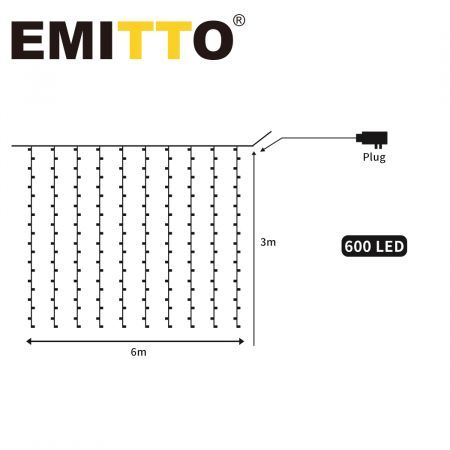 EMITTO LED Curtain Fairy Lights Wedding Indoor Outdoor Xmas Garden Party Decor