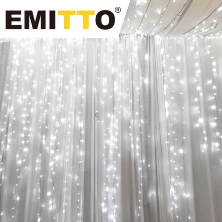 EMITTO LED Curtain Fairy Lights Wedding Indoor Outdoor Xmas Garden Party Decor