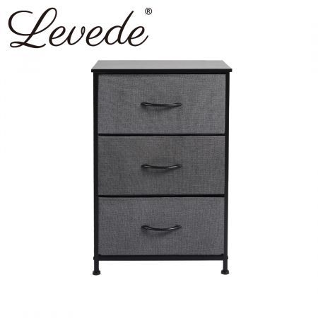 Levede Storage Cabinet Tower Chest of Drawers Dresser Tallboy 3 Drawer Dark Grey