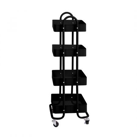 Levede 4 Tiers Kitchen Trolley Cart Steel Storage Rack Shelf Organiser Black