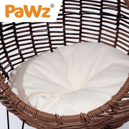 PaWz Rattan Pet Bed Elevated Cat Dog House Round Wicker Basket Kennel Egg Shape