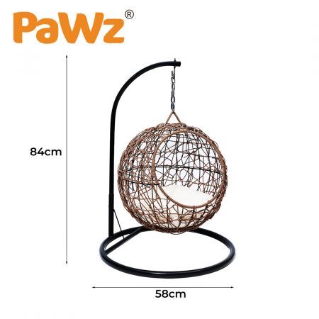 PaWz Rattan Cat Beds Elevated Puppy Wicker Hanging Basket Swinging Egg Chair