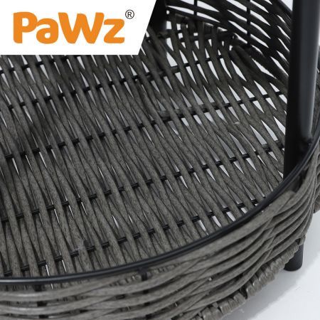 PaWz Rattan Pet Bed Elevated Raised Cat Dog House Wicker Basket Kennel Table