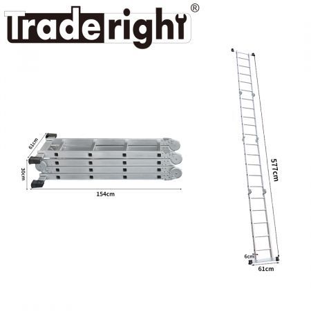 Multi Purpose Ladder 5.7M Aluminium Folding Platform Household Office Extension