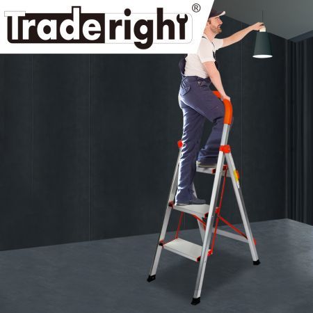 3 Step Ladder Multi-Purpose Folding Aluminium Lightweight Non Slip Platform