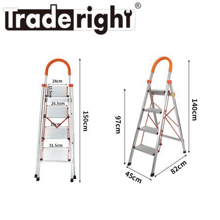 4 Step Ladder Multi-Purpose Folding Aluminium Lightweight Non Slip Platform