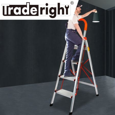 4 Step Ladder Multi-Purpose Folding Aluminium Lightweight Non Slip Platform