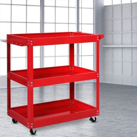 Tool Cart Trolley 3-Tier Toolbox Workshop Garage Storage Organizer Steel 150KG