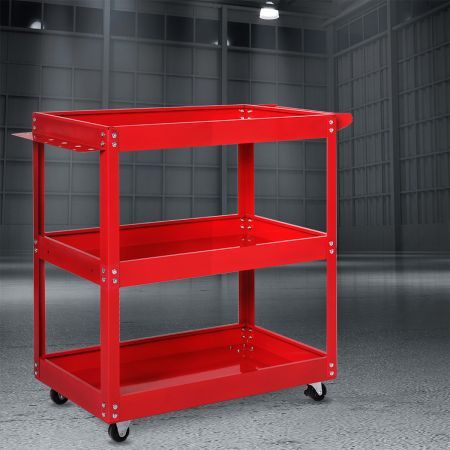 Tool Cart Trolley 3-Tier Toolbox Workshop Garage Storage Organizer Steel 150KG