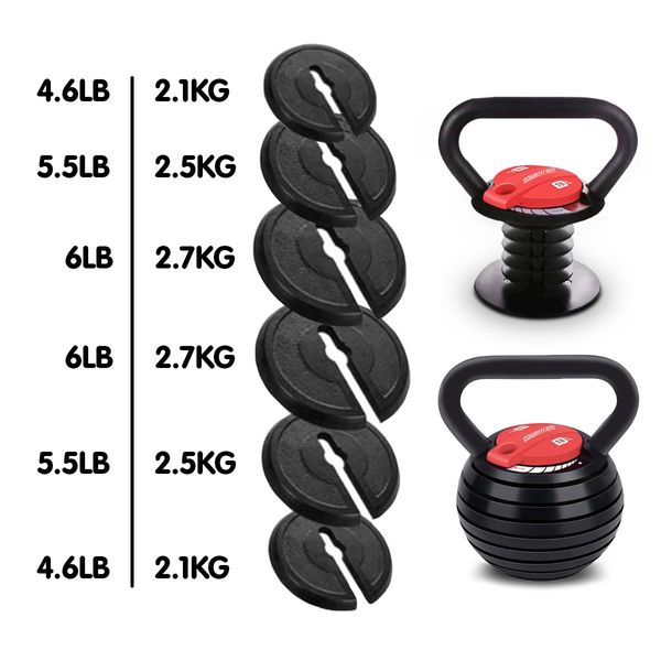 2x Powertrain Adjustable Kettlebells Weights Dumbbell 18kg