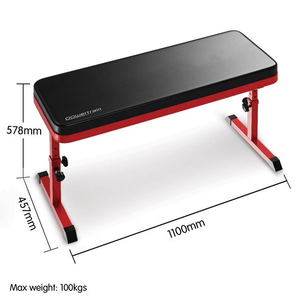 Powertrain Height-Adjustable Exercise Home Gym Flat Weight Bench