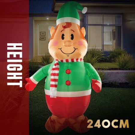 Stockholm Christmas Inflatables Airpower ELF 2.4m RED SHIRT White LEDs