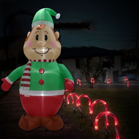 Stockholm Christmas Inflatables Airpower ELF 2.4m RED SHIRT White LEDs