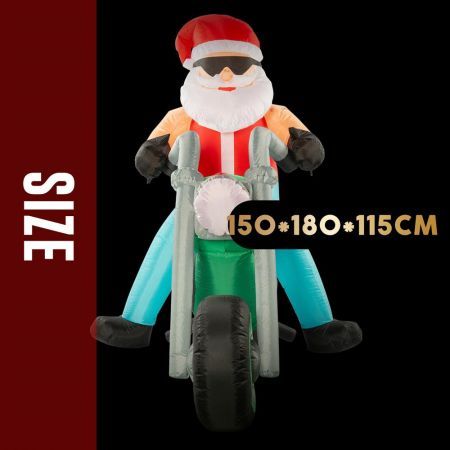 Stockholm Christmas Inflatables Airpower Santa Bike 1.8m White LEDs Effect