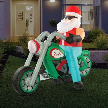 Stockholm Christmas Inflatables Airpower Santa Bike 1.8m White LEDs Effect