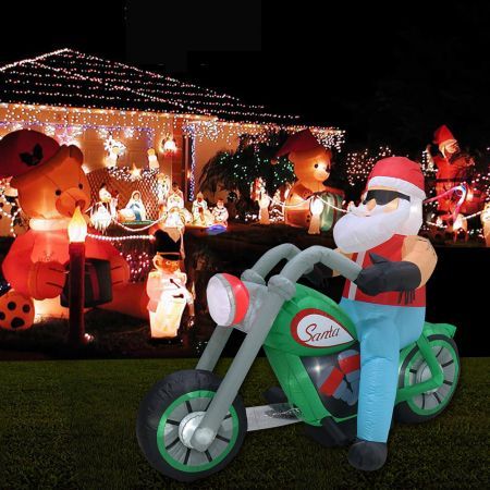 Stockholm Christmas Inflatables Airpower Santa Bike 1.8m White LEDs Effect