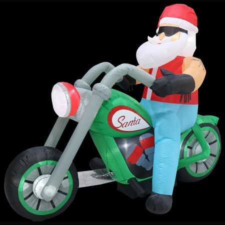 Stockholm Christmas Inflatables Airpower Santa Bike 1.8m White LEDs Effect