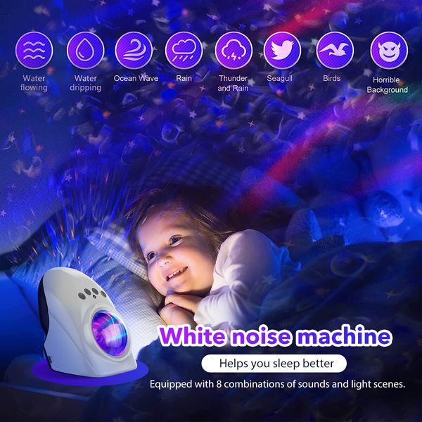 Nightlight Projector Galaxy Aurora Starry Light White Noise Machine LED Party Supply Birthday Decoration