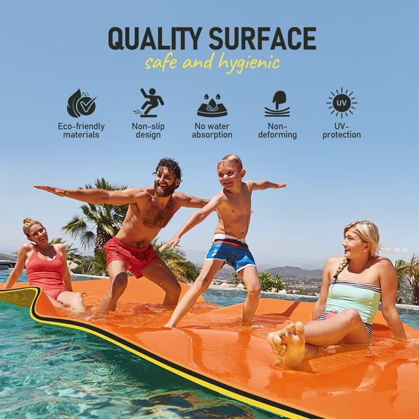 Water Floating Mat Foam Pad Lounge for Boat Pool Lake 600x183x3.5CM Orange Black Yellow