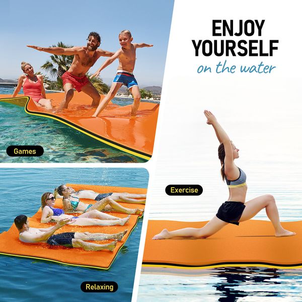 Water Floating Mat Foam Pad Lounge for Boat Pool Lake 600x183x3.5CM Orange Black Yellow