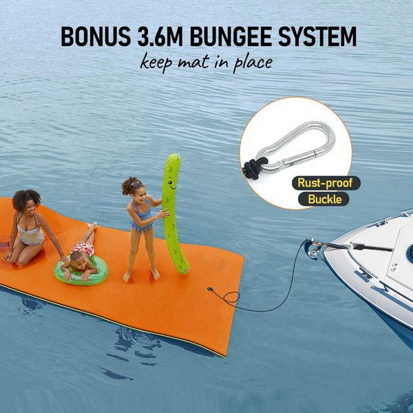 Water Floating Mat Foam Pad Lounge for Boat Pool Lake 600x183x3.5CM Orange Black Yellow