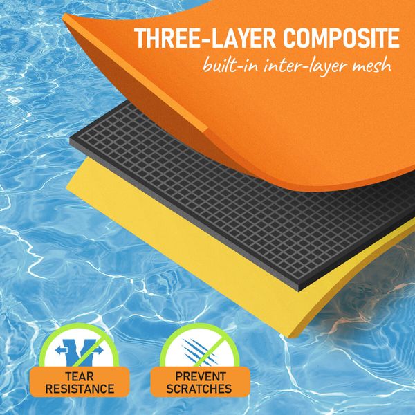 Water Floating Mat Foam Pad Lounge for Boat Pool Lake 600x183x3.5CM Orange Black Yellow