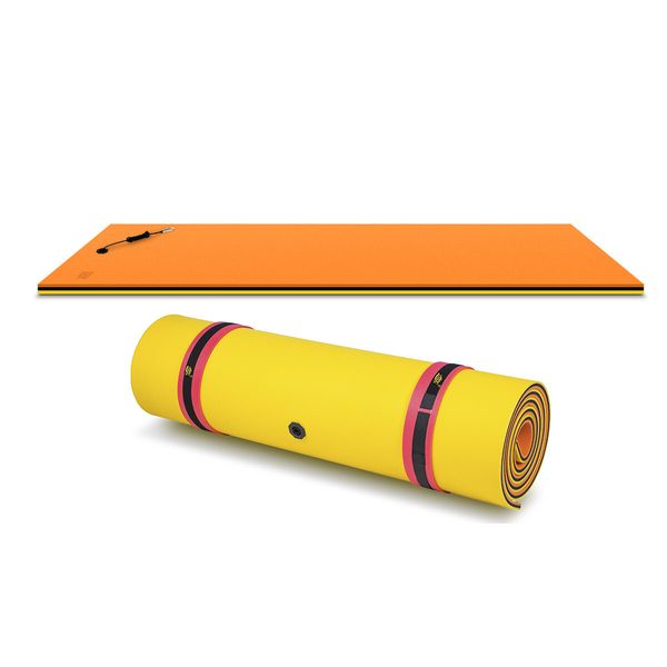 Water Floating Mat Foam Pad Lounge for Boat Pool Lake 600x183x3.5CM Orange Black Yellow