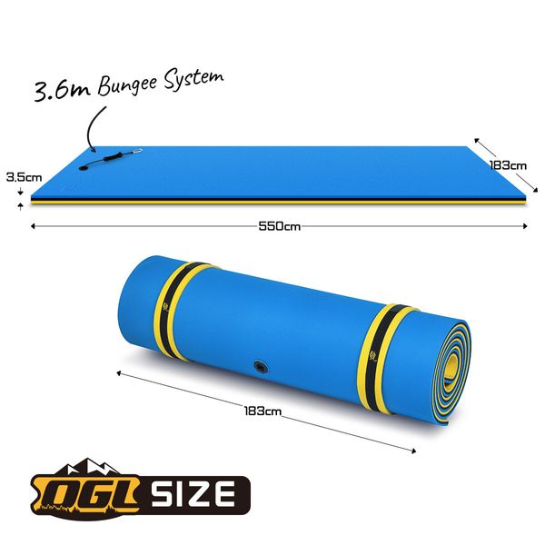 Water Floating Mat Foam Pad Lounge for Boat Pool Lake 550x183x3.5CM Blue Black Yellow