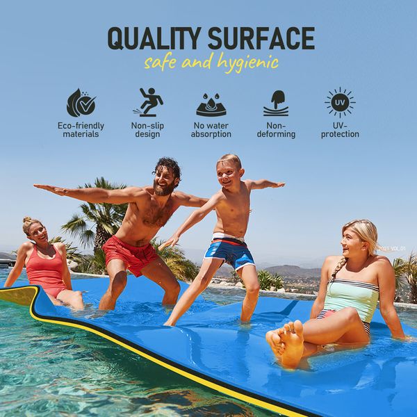 Water Floating Mat Foam Pad Lounge for Boat Pool Lake 550x183x3.5CM Blue Black Yellow