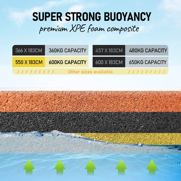 Water Floating Mat Foam Pad Lounge for Boat Pool Lake 550x183x3.5CM Orange Black Yellow