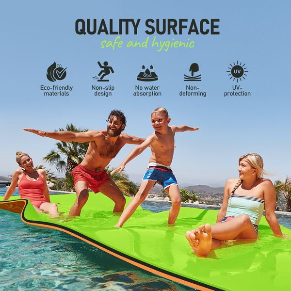 Water Floating Mat Foam Pad Lounge for Boat Pool Lake 457x183x3.5CM Orange Black Green 