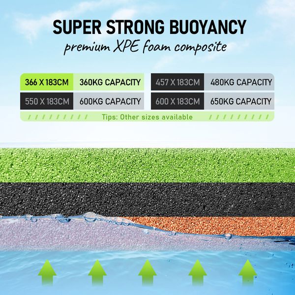 Water Floating Mat Foam Pad Lounge for Boat Pool Lake 366x183x3.5CM Orange Black Green