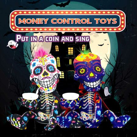 Halloween Ghost Money Control Skeleton Skull Bones Electric Ghost Plush Toys Doll Color Ramdon