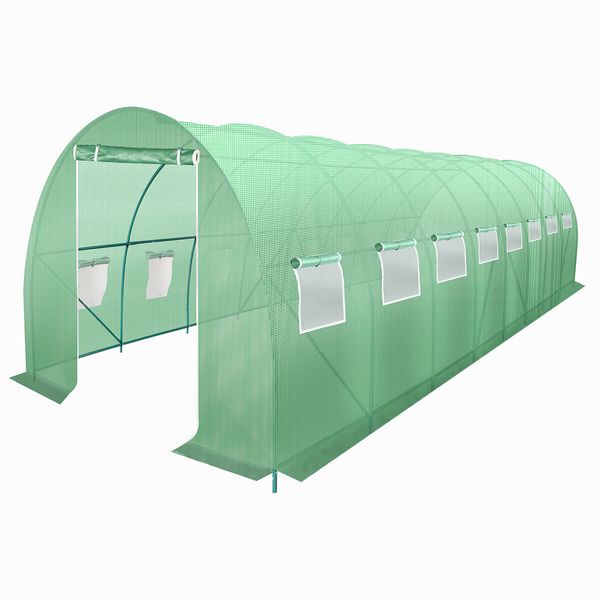 8x3x2m Greenhouse Large Portable Walk In Tunnel Backyard Garden Outdoor with PE Cover 16 Vents